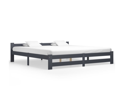 Estructura cama sin colchón madera pino gris oscuro 200x200 cm