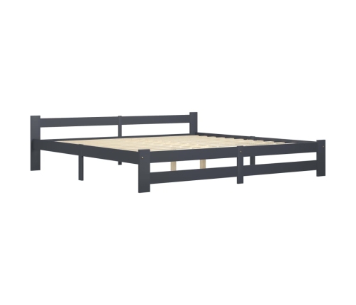 Estructura cama sin colchón madera pino gris oscuro 200x200 cm