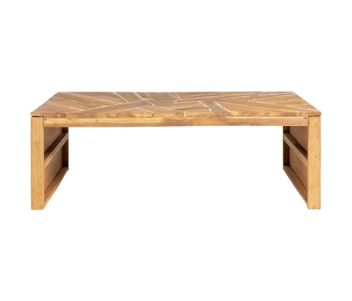 Mesa de centro madera maciza de teca erosionada 110x35x38 cm