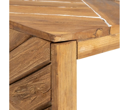 Mesa de centro madera maciza de teca erosionada 110x35x38 cm