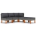 Set de muebles de jardín 6 pzas y cojines ratán sintético gris