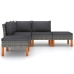 Set de muebles de jardín 6 pzas y cojines ratán sintético gris