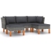Set de muebles de jardín 5 pzas y cojines ratán sintético gris