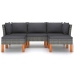 Set de muebles de jardín 5 pzas y cojines ratán sintético gris