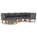 Set de muebles de jardín 6 pzas y cojines ratán sintético gris
