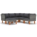 Set de muebles de jardín 6 pzas y cojines ratán sintético gris