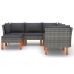 Set de muebles de jardín 6 pzas y cojines ratán sintético gris