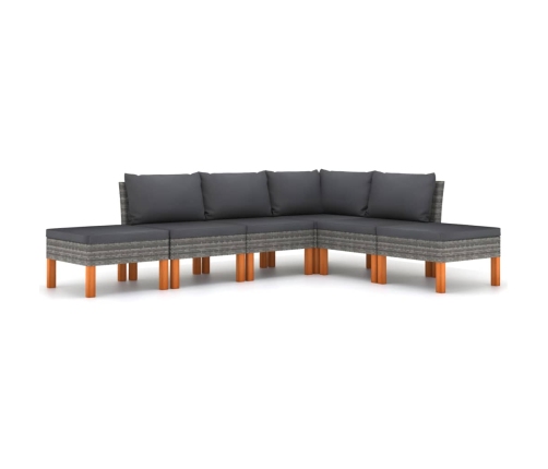Set de muebles de jardín 8 pzas y cojines ratán sintético gris