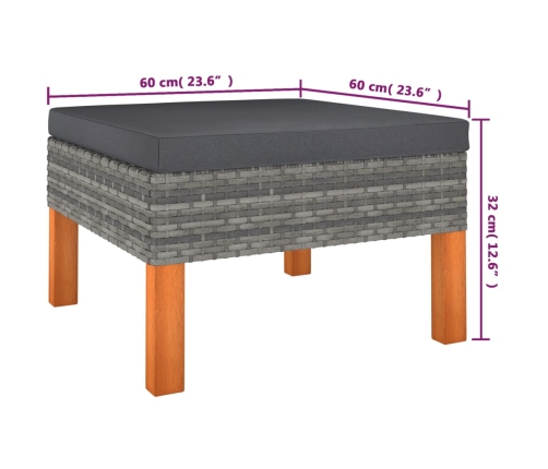 Set de muebles de jardín 8 pzas y cojines ratán sintético gris