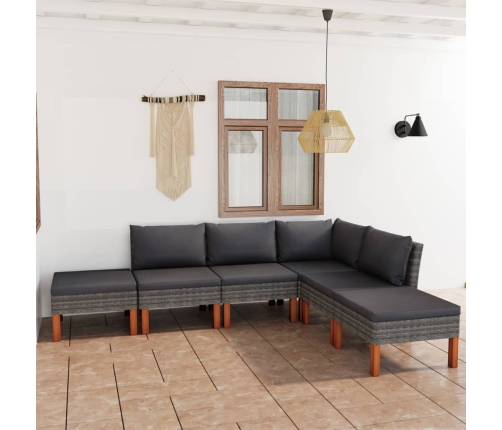 Set de muebles de jardín 8 pzas y cojines ratán sintético gris