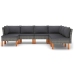 Set de muebles de jardín 7 pzas y cojines ratán sintético gris