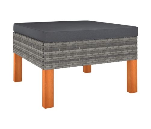 Set de muebles de jardín 8 pzas y cojines ratán sintético gris