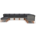Set de muebles de jardín 12 pzas y cojines ratán sintético gris