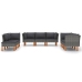 Set de muebles de jardín 9 pzas y cojines ratán sintético gris