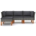 Set de muebles de jardín 4 pzas y cojines ratán sintético gris