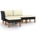 Set de muebles de jardín 6 pzas y cojines ratán sintético negro