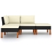 Set de muebles de jardín 6 pzas y cojines ratán sintético negro