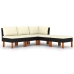 Set de muebles de jardín 5 pzas y cojines ratán sintético negro