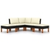 Set de muebles de jardín 5 pzas y cojines ratán sintético negro
