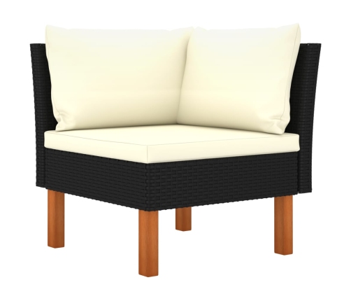 Set de muebles de jardín 5 pzas y cojines ratán sintético negro