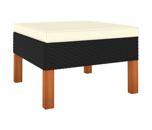 Set de muebles de jardín 5 pzas y cojines ratán sintético negro