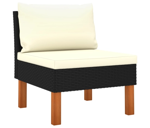 Set de muebles de jardín 5 pzas y cojines ratán sintético negro