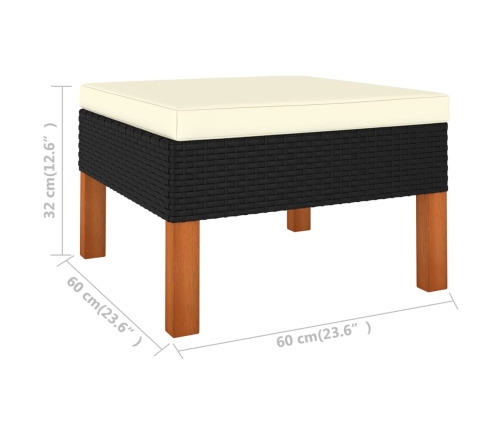 Set de muebles de jardín 5 pzas y cojines ratán sintético negro