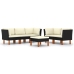 Set de muebles de jardín 6 pzas y cojines ratán sintético negro