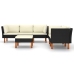 Set de muebles de jardín 6 pzas y cojines ratán sintético negro