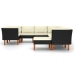 Set de muebles de jardín 9 pzas y cojines ratán sintético negro