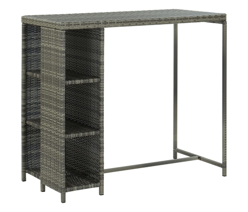 Set de bar para jardín 5 piezas y cojines ratán sintético gris
