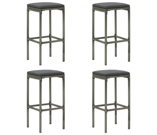 Set de bar para jardín 5 piezas y cojines ratán sintético gris