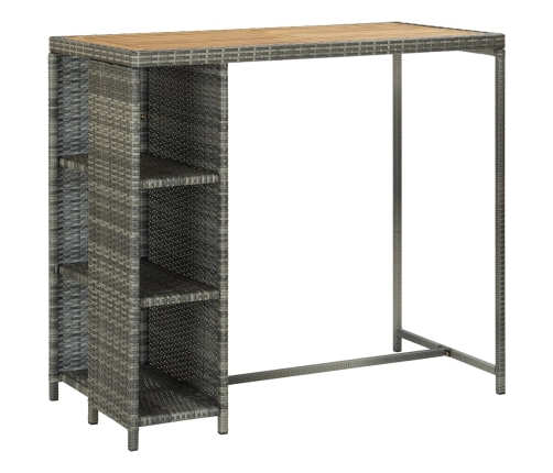 Set de bar para jardín 5 piezas y cojines ratán sintético gris