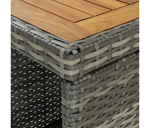 Set de bar para jardín 5 piezas y cojines ratán sintético gris