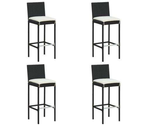 Set de bar para jardín 5 pzas y cojines ratán sintético negro