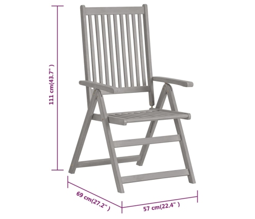 vidaXL Sillas de jardín reclinables 6 uds madera maciza acacia cojines