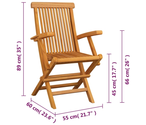 Sillas de jardín plegables 4 unidades madera maciza de teca