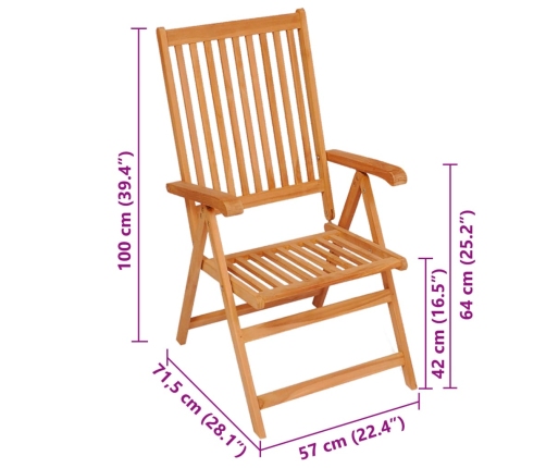 vidaXL Sillas de jardín 6 uds madera maciza de teca cojines negro