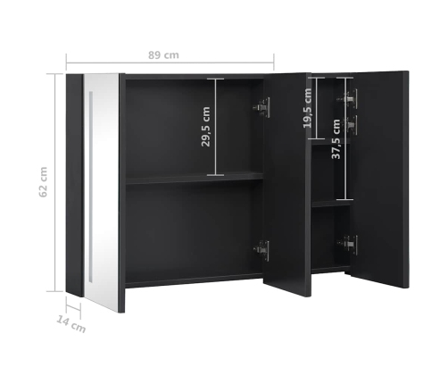 Mueble de baño con espejo LED 89x14x62 cm