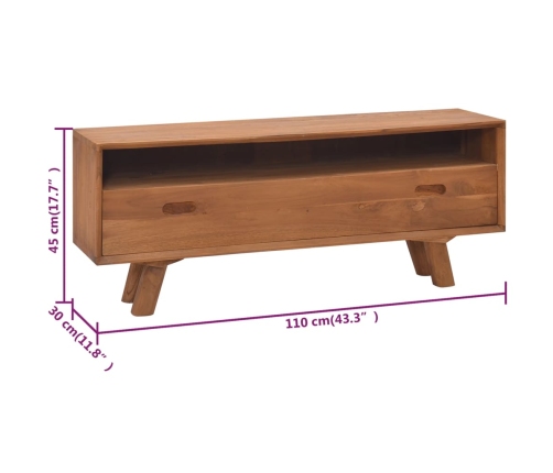 Mueble para la TV madera maciza de teca 110x30x45 cm