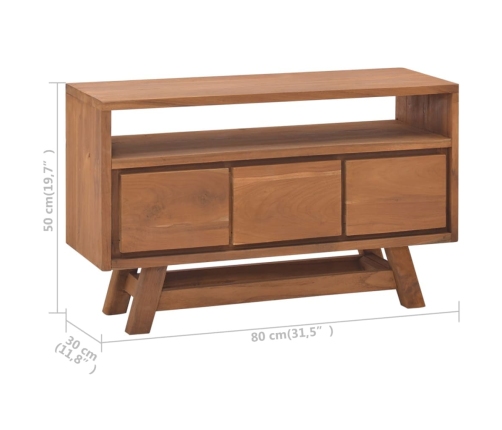 Mueble para TV de madera maciza de teca 80x30x50 cm