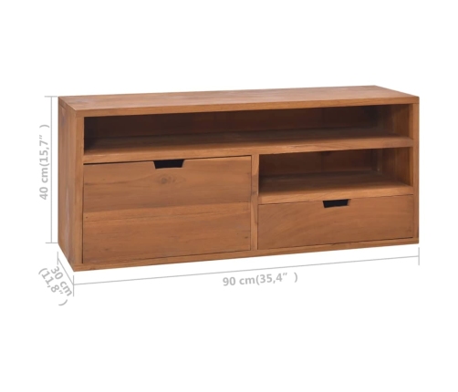 Mueble para TV de madera maciza de teca 90x30x40 cm