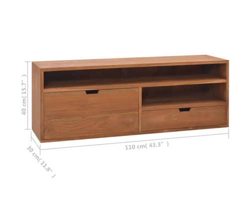 Mueble de TV madera maciza de teca 110x30x40 cm