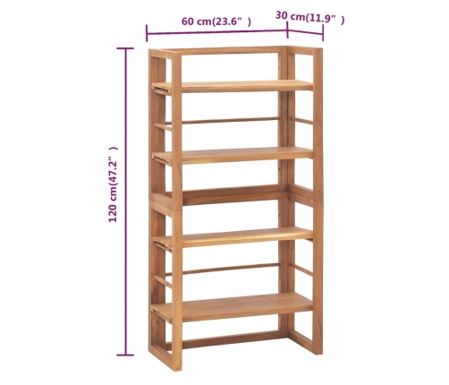 Estantería de madera maciza de teca 60x30x120 cm