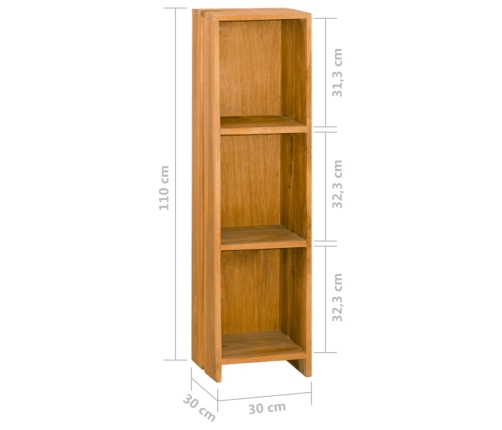 Estantería librería de madera maciza de teca 30x30x110 cm