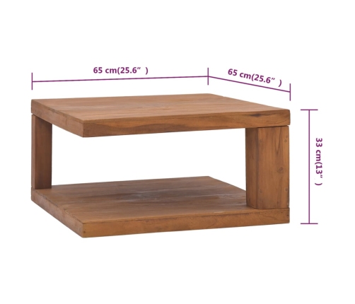 Mesa de centro madera maciza de teca 65x65x33 cm