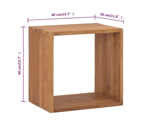 Mesita de noche de madera maciza de teca 40x30x40 cm