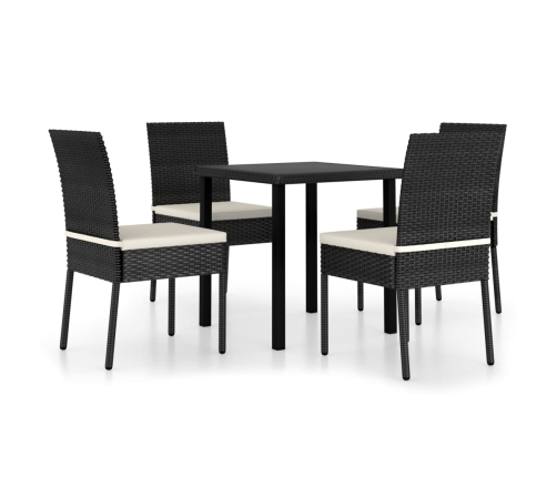 Conjunto de comedor de jardín 5 piezas ratán sintético negro