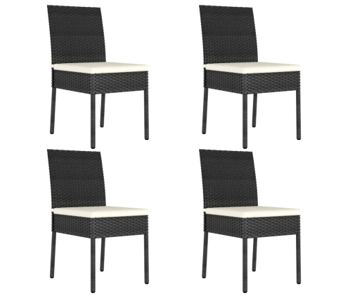 Conjunto de comedor de jardín 5 piezas ratán sintético negro