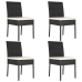 Conjunto de comedor de jardín 5 piezas ratán sintético negro